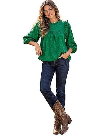 One World 3/4 Sleeve Blouse (view 1)