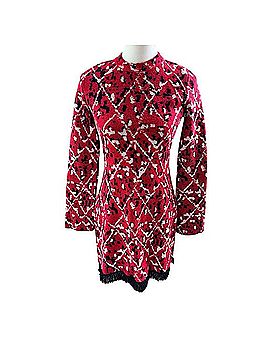Proenza Schouler Intarsia Abstract Knit Fringe Mini Dress Casual Dress (view 1)