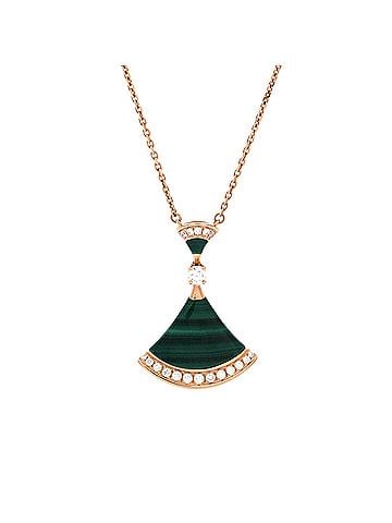 Bvlgari Divas' Dream Pendant Necklace 18K Rose Gold with Malachite and Diamonds Large (view 1)