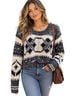 Free People Fair Isle Black White Pullover Sweater Size XS - photo 1