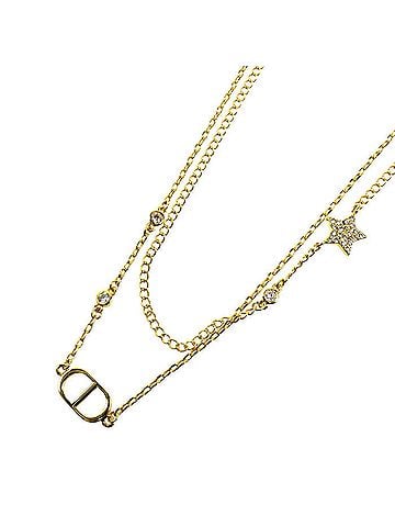 Christian Dior Christian Dior Dior Petit CD Double Metal Crystal Necklace N1155PMTCY_D301 8.3g 38 41 44cm Women's (view 1)