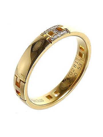 Hermès HERMES Hermes 18KYG Yellow Gold Hercules Ring with Diamonds, 4.0g, Women's (view 2)