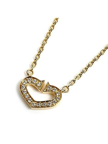 Cartier CARTIER Cartier 18K Yellow Gold C Heart Necklace with Diamonds, 5.3g, 39cm, Women's (view 1)