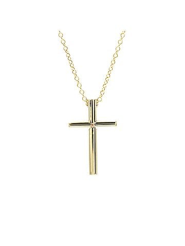 Tiffany & Co. TIFFANY Cross Necklace With 1PD Diamond Yellow Gold (18K) Diamond Polished (view 2)