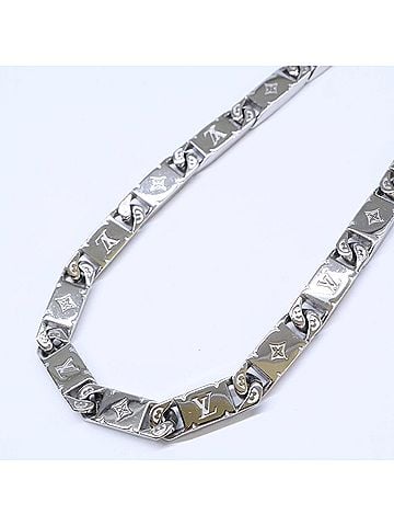Louis Vuitton LOUIS VUITTON Louis Vuitton 2024 Model M00919 Monogram Tie-Up Necklace Silver Color Men's (view 2)