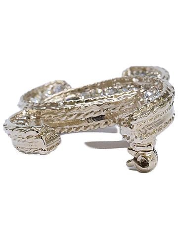 Chanel CHANEL B13 Coco Mark Rhinestone Brooch, Light Gold, Women's (view 2)