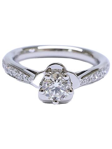 Chanel CHANEL (Chanel) Newly polished Pt950 CMLA Soli Pave 0.32ct Camellia Half Eternity Ring, Platinum, Women's. (view 1)