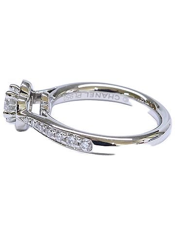 Chanel CHANEL (Chanel) Newly polished Pt950 CMLA Soli Pave 0.32ct Camellia Half Eternity Ring, Platinum, Women's. (view 2)