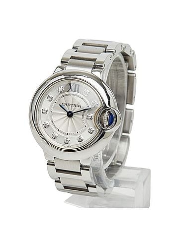 Cartier Cartier Ballon Bleu SM de 11-Diamond Quartz Watch, Silver Dial, Stainless Steel, Diamond, Ladies' Watch. (view 2)