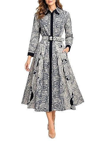Teri Jon by Rickie Freeman Rickie Freeman Teri Jon Paisley Shirt Dress Cocktail Dress (view 1)
