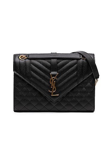 Saint Laurent Medium Grain De Poudre Triquilt Monogram Envelope Bag (view 1)