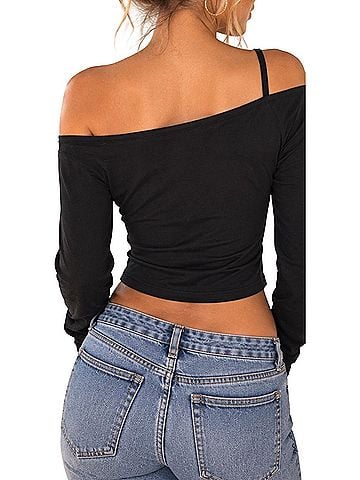 Baby Phat asymmetrical off-shoulder Logo Y2K Top Long Sleeve Henley (view 2)