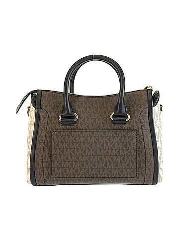 Michael Kors Michael Kors MK Signature Satchel, Brown, White, Black, 30S0GCCS1V, Handbag, Shoulder Bag, Women's (view 2)