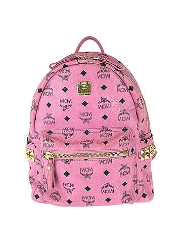 MCM MCM Visetos Stark Pink Leather Backpack with Gold Hardware (MMK3AVE37PK001) - Women's (view 1)