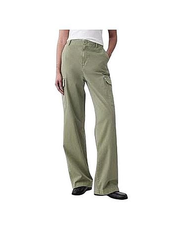 Gap Khaki Cargo Wide Leg Pants Cargo Pants (view 1)