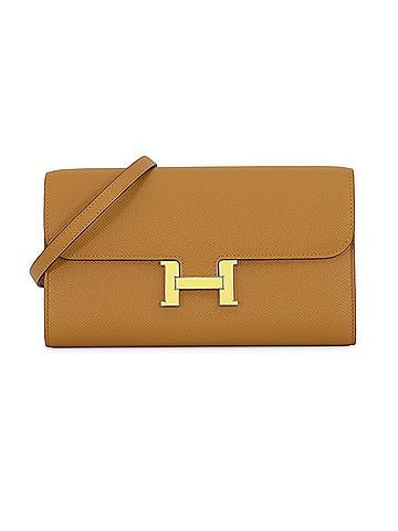 Hermès Hermes Constance To Go Long Wallet, Sesame, Lacquer Hardware, Epsom Leather, B Stamp, HERMES Shoulder WALLET (view 1)