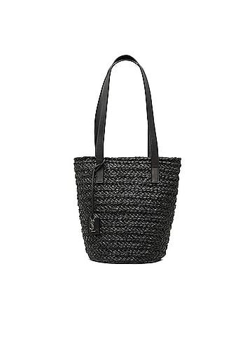 Saint Laurent Small Raffia Panier Tote (view 1)