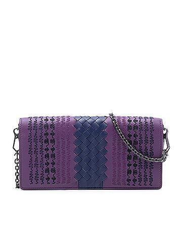 Bottega Veneta Nappa Intrecciato Embroidered Continental Wallet on Chain (view 1)
