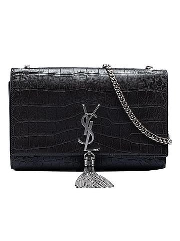 Saint Laurent Medium Croc Embossed Leather Kate Tassel Crossbody (view 1)