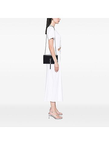 Saint Laurent Medium Croc Embossed Leather Kate Tassel Crossbody (view 2)