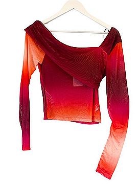 Forever 21 Ombre Off-Shoulder Long Sleeve Top Short Sleeve T-Shirt (view 1)