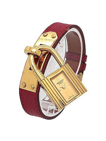 Hermès Hermes Kelly Watch, Ladies' Gold and Red Quartz Watch with Padlock (view 2)