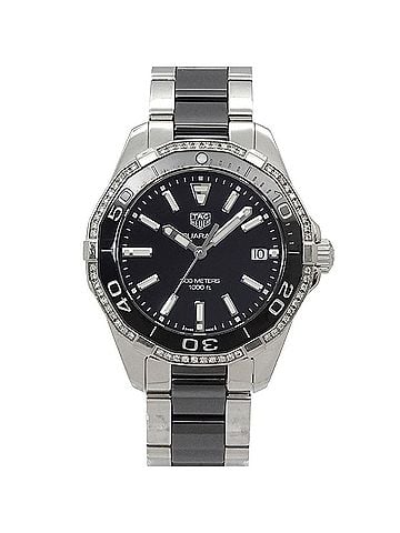 TAG Heuer TAG Heuer Aquaracer WAY131G Women's Watch, Diamond Bezel, Date Display, Black Quartz Watch (view 1)