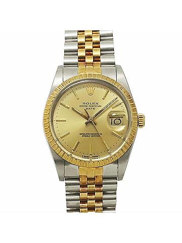 Rolex Rolex Oyster Perpetual Date Two-Tone 15053 R-serial Men's Watch Champagne 18K Yellow Gold Automatic (view 2)