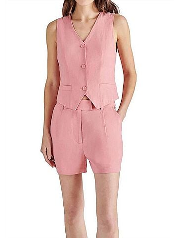 Steve Madden Selene V-Neck Vest in Peach Romance (view 2)