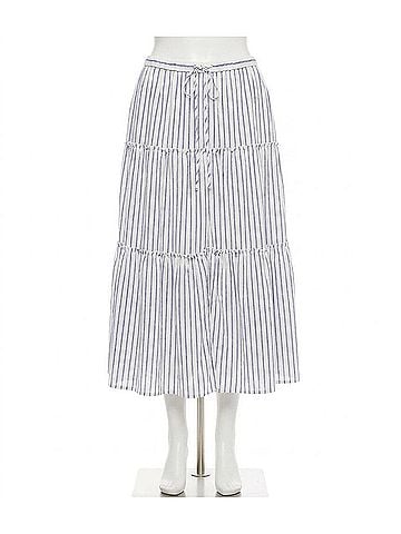 Karen Kane Stripe Tiered Midi Skirt - Plus in Off White With Blue (view 1)