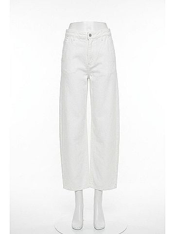 Pistola Beau Bowed Straight Jeans in Paper White (view 1)