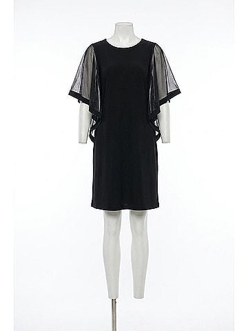 Joseph Ribkoff Mesh Butterfly Bell Sleeve Dress in Black (view 1)
