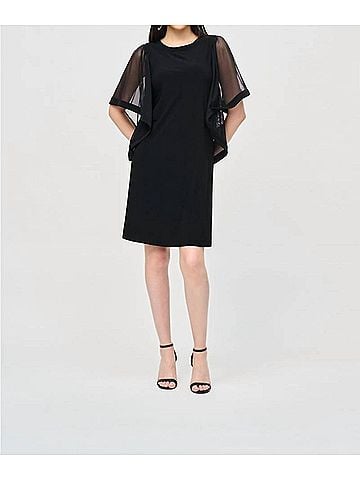 Joseph Ribkoff Mesh Butterfly Bell Sleeve Dress in Black (view 2)