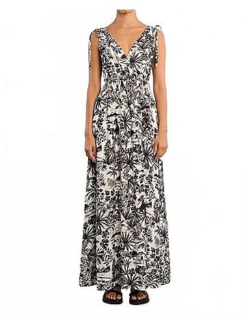 Molly Bracken Smocked Maxi Dress in Black Hawaii (view 2)