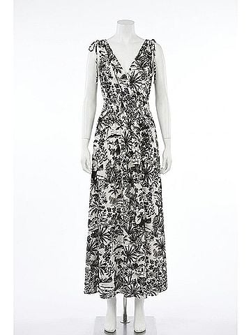 Molly Bracken Smocked Maxi Dress in Black Hawaii (view 1)