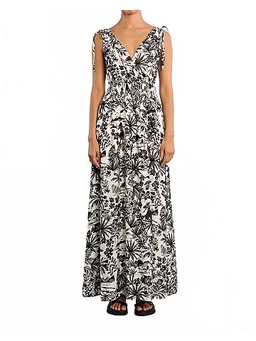 Molly Bracken Smocked Maxi Dress in Black Hawaii (view 2)