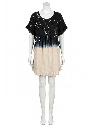 Umgee Dip Dye Pocket Mini Dress Plus in Black (view 1)