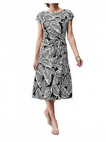 Joseph Ribkoff Tropical Print Midi Flare Dress in Black/Multi (view 2)