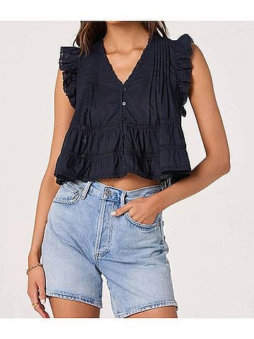 Astr Julie Top in Navy (view 2)