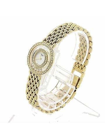 Chopard Chopard Happy Diamonds 4119 1 Double Diamond Bezel Ladies' Watch with 5 Moving Diamonds, White 18K Yellow Gold, Quartz Movement (view 1)