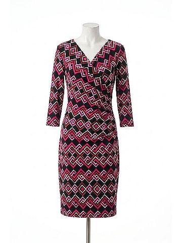 Joseph Ribkoff Women's Geometric Faux Wrap Sheath Dress in Black/Multi (view 1)