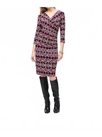 Joseph Ribkoff Women's Geometric Faux Wrap Sheath Dress in Black/Multi (view 2)