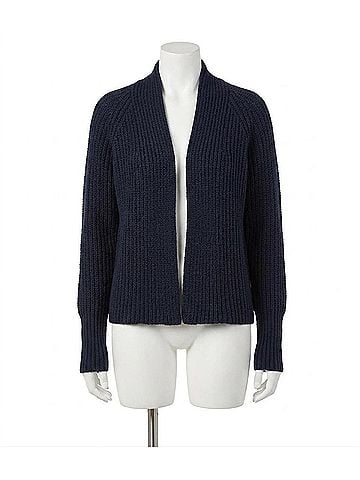Karen Kane Cropped Open Front Cardigan Sweater in Navy (view 1)
