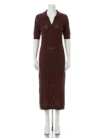 Joseph Ribkoff Sweater Knit Midi Straight Dress in Mahogany (view 1)