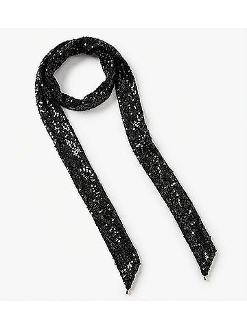 Johnny Was Women's Sheri Sequin Skinny Scarf in Black (view 1)