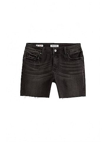 Vigoss Women's Mid Rise Cut Off Bermuda Shorts in Washed Black (view 1)