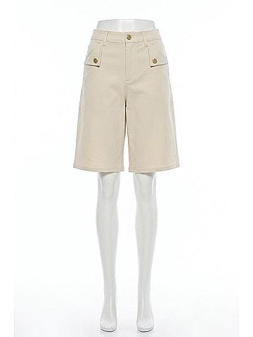 Joseph Ribkoff High Waisted Knee-Length Short in Light Khaki (view 1)