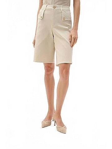 Joseph Ribkoff High Waisted Knee-Length Short in Light Khaki (view 2)