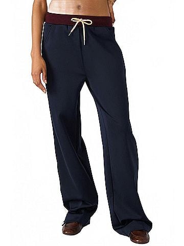 Steve Madden Daisy Relaxed Silhouette Pant in Dark Blue/Midnight (view 2)