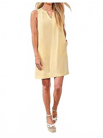 Tribal Flowy Sleeveless V-Neck Dress in Lemongrass (view 2)
